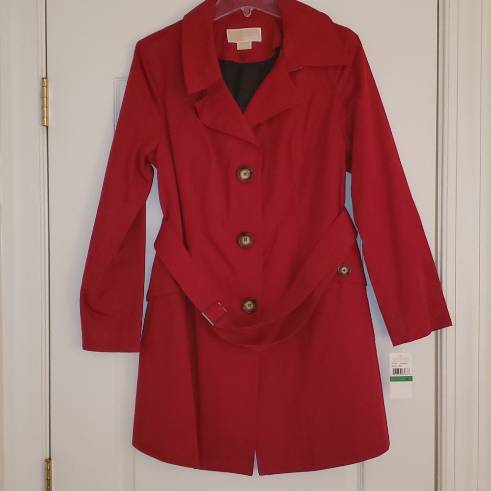 Michael Kors Trench Coat - Red Petite Large